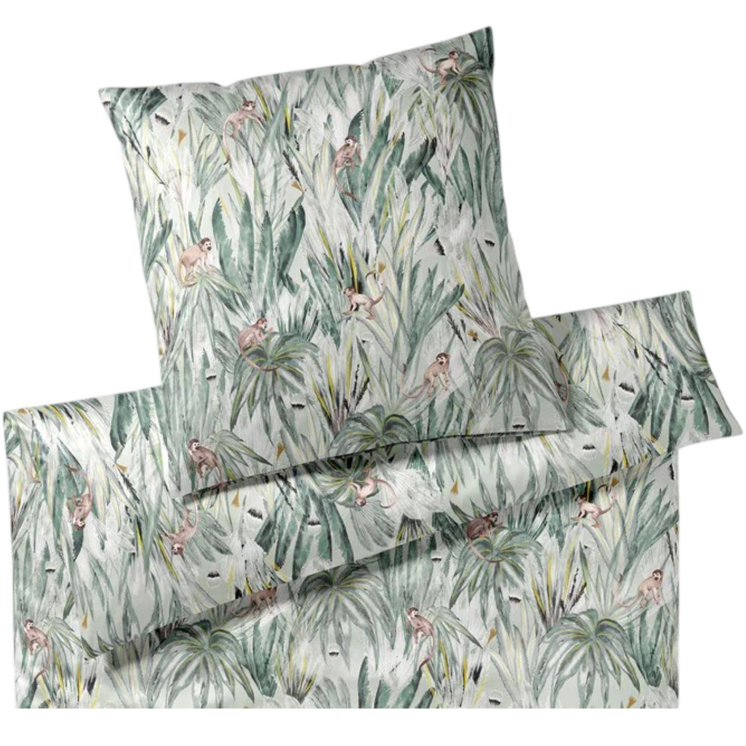 Elegante Bettwäsche Monkeys grün Bettwäsche Set exotisches Dschungel Design mit Affen
