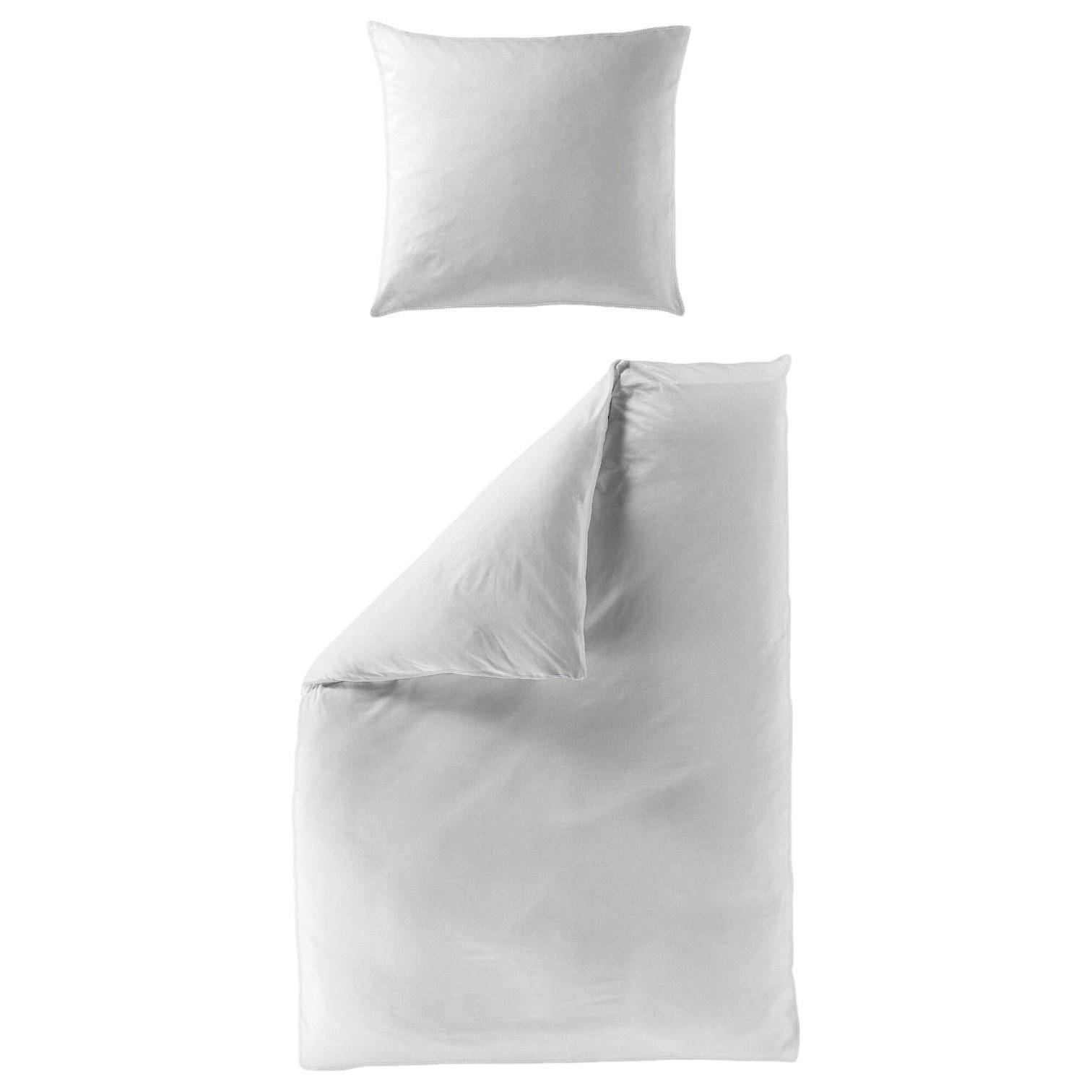 Bierbaum Wohnen Renforcé Bettwäsche Silber - aus 100% Baumwolle mit Kissenbezug 