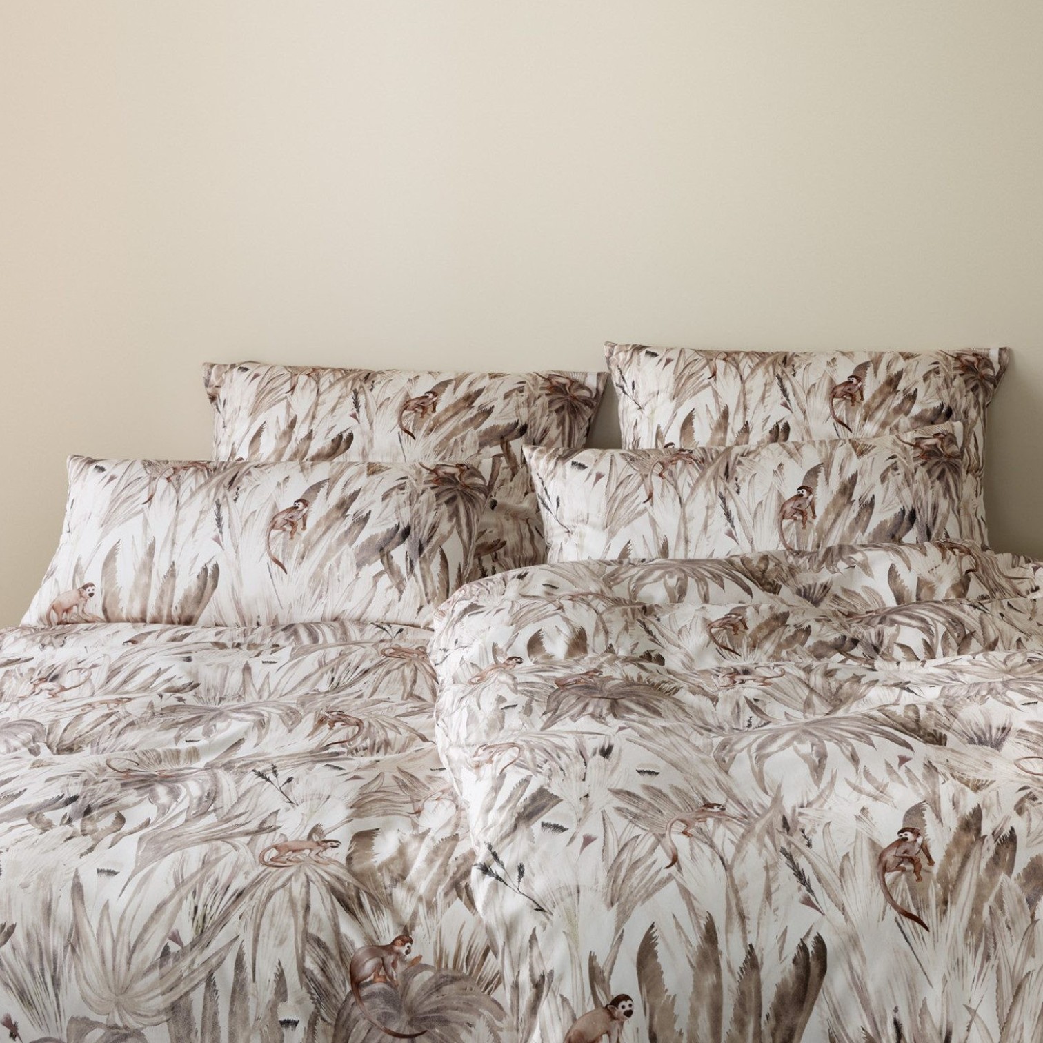 Elegante Bambus Baumwollsatin Bettwäsche Monkeys Natur 155 x 220 cm