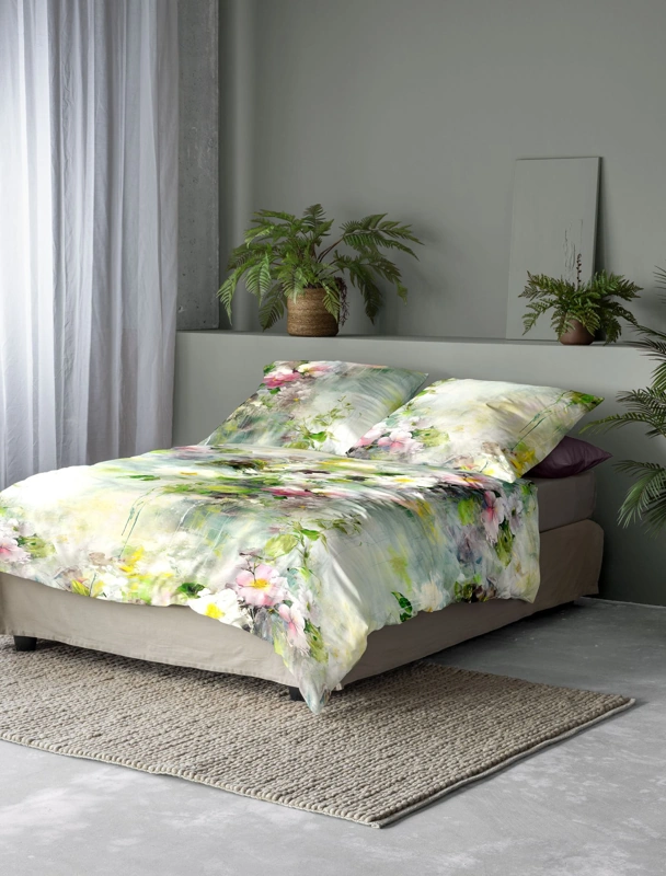 Irisette Mako-Satin Bettwäsche Florentina Grün 155 x 220 cm 