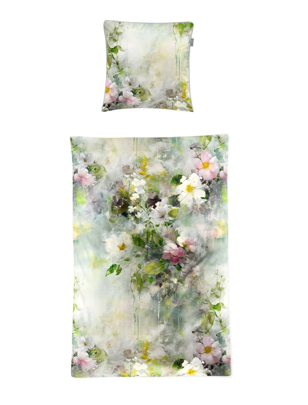 Irisette Mako-Satin Bettwäsche Florentina Grün 155 x 220 cm 