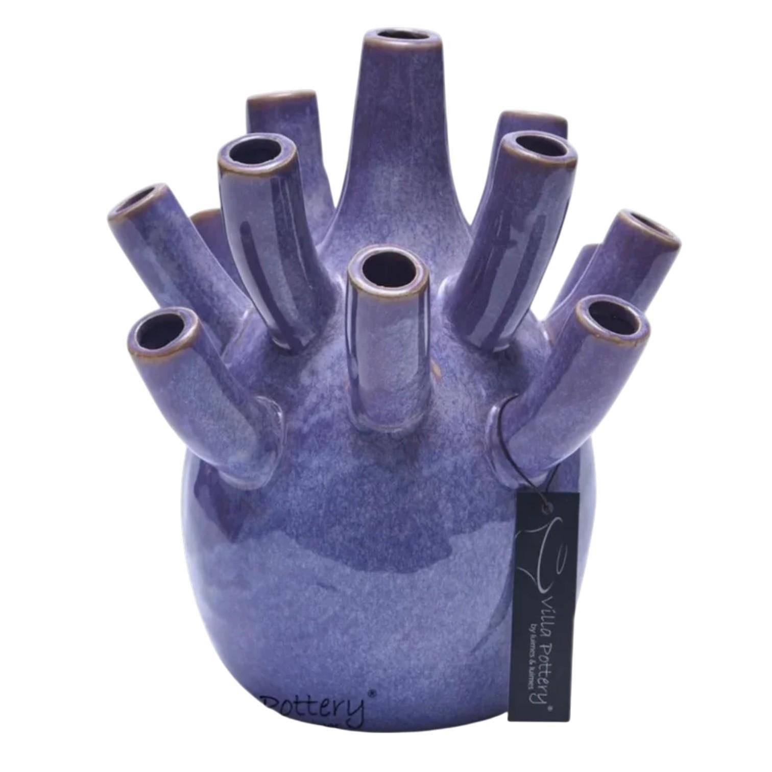 Luimes Vase in Lila mit glatter Oberfläche, organischem Design, ca. 26 cm       