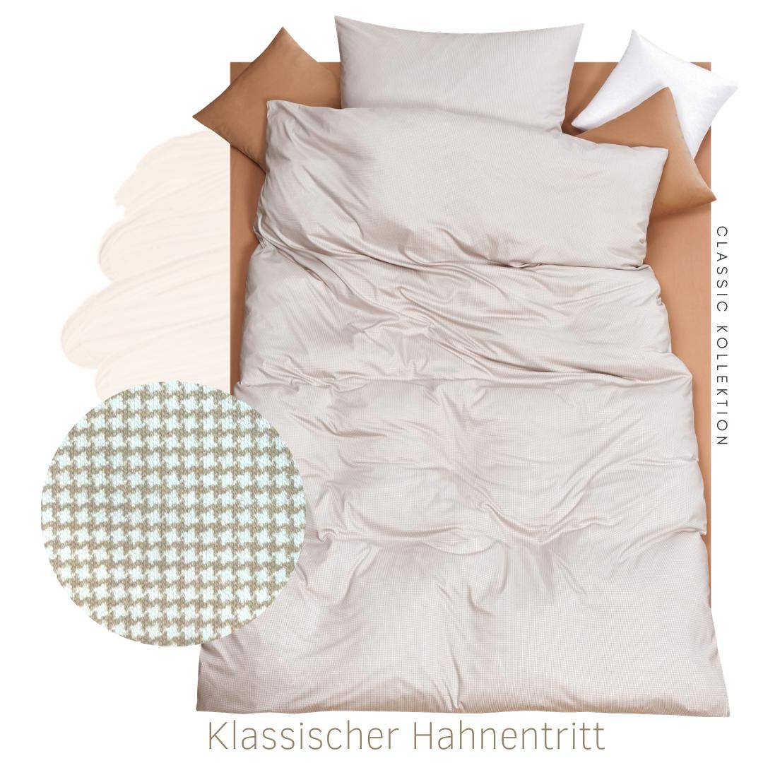 Doris Meyer Jersey Bettwäsche Hahnentritt Fb.Beige 155 x 220 cm