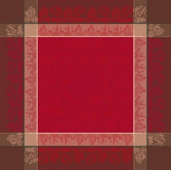 Garnier Thiebaut Tischdecke Couronne de Noel Rouge 115 x 115 cm