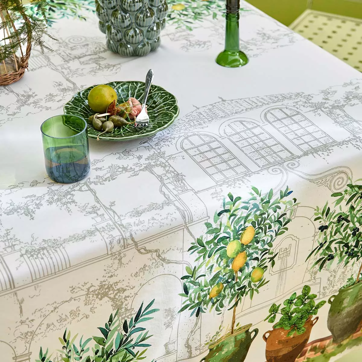 Garnier Thiebaut Jardin Provençal Olive Muster mit Olivenbäumen und Zitronen