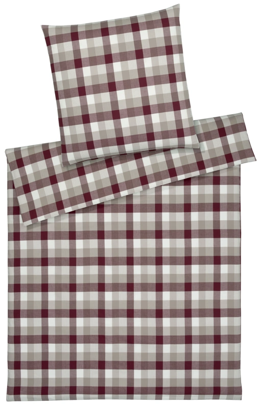 Elegante Flanell Bettwäsche Watson Weinrot 135 x 200 cm