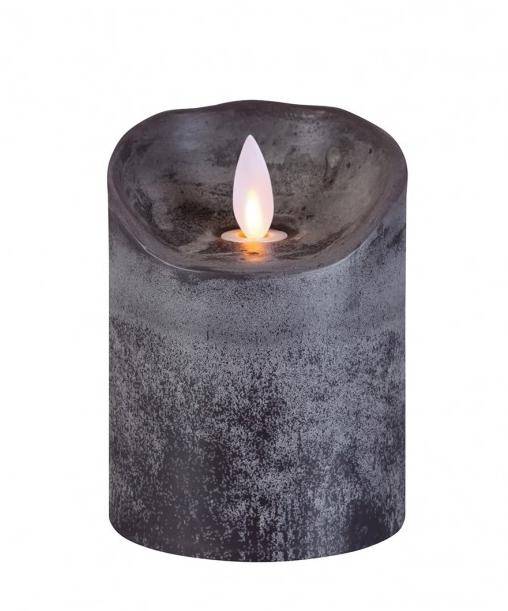 Sompex Flame Echtwachs LED Kerze Anthrazit 8 x 12,5 cm