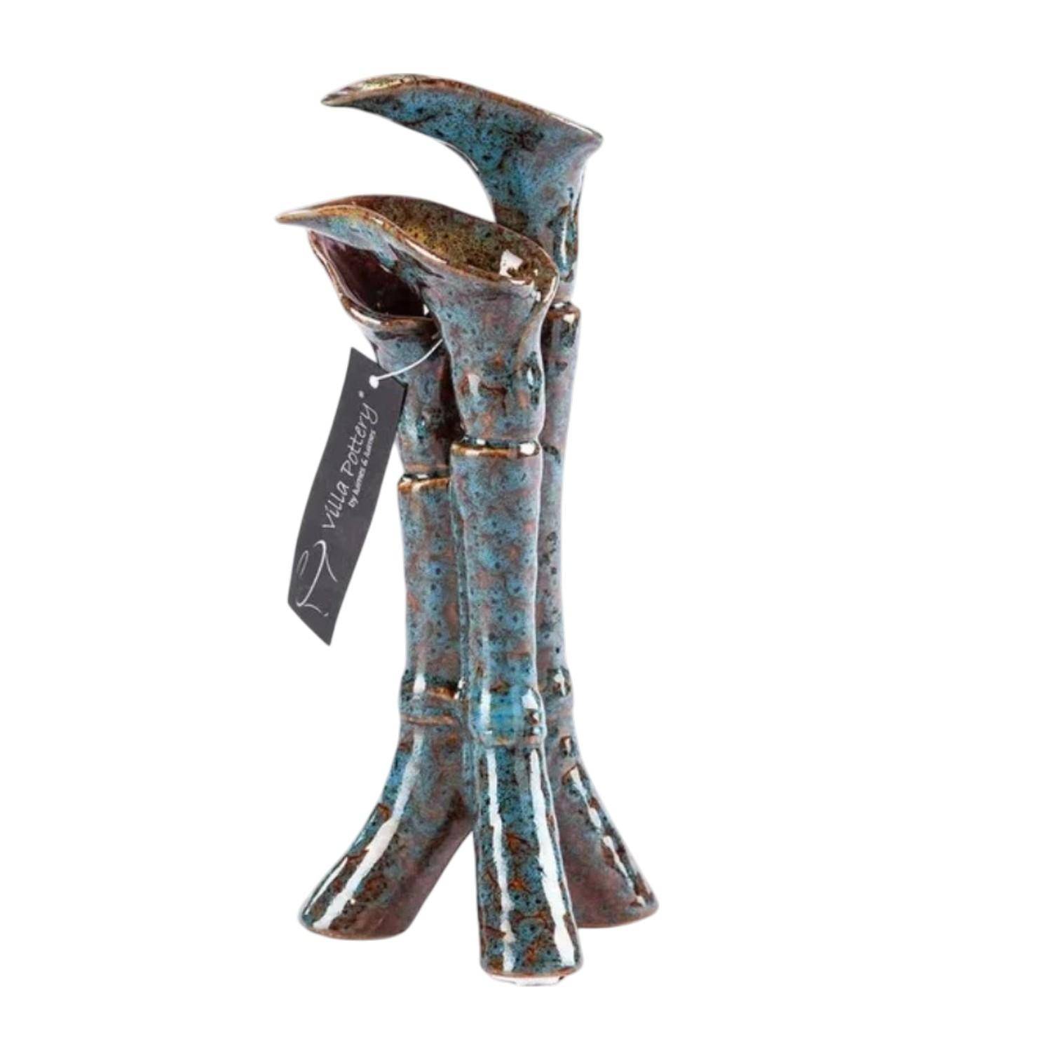 Luimes Vase in Blau mit strukturierter Oberfläche, modernes Design, ca. 24 cm