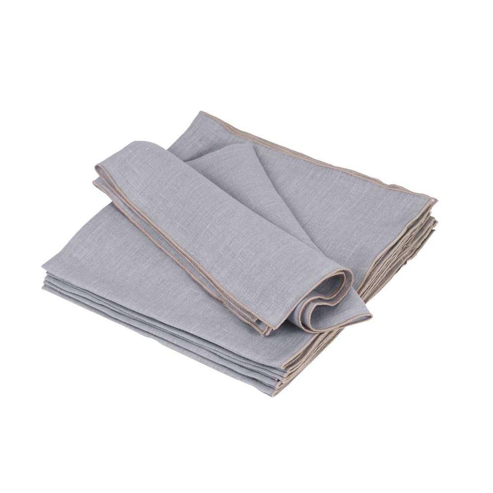 Vaitkute Leinen Serviette "Vilnia" Grau - Natur umkettelt 47 x 47 cm