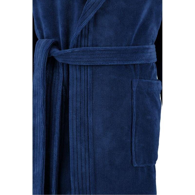 Cawö Bademantel Herren Luxury Basics 831 Col. 13 in Blau Größe 52