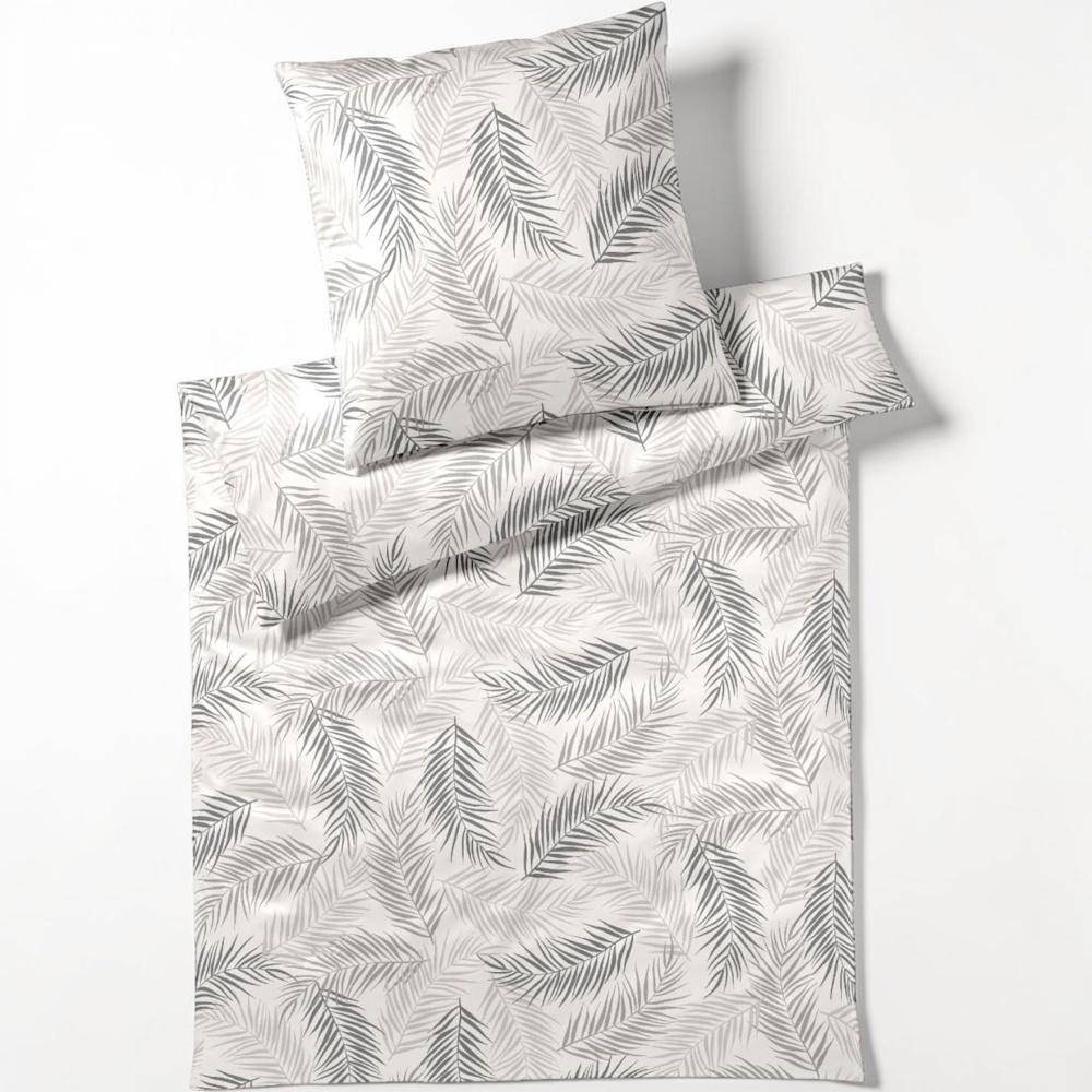 Elegante Bambus Baumwollsatin Bettwäsche Palm Natur 135 x 200 cm