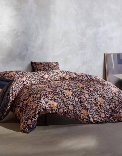 ESSENZA Baumwollsatin Bettwäsche Ophelia Nightblue 155 x 220 cm + 80 x 80 cm