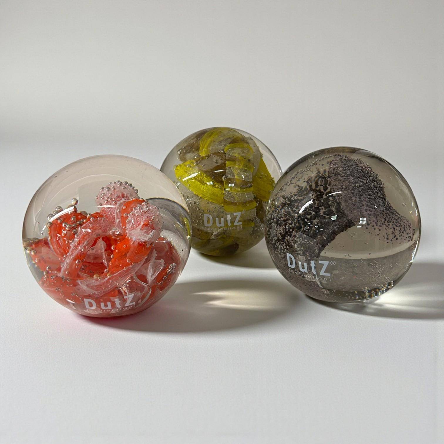 DutZ Glaskugel - Bubbles Grau-Pink 9 cm