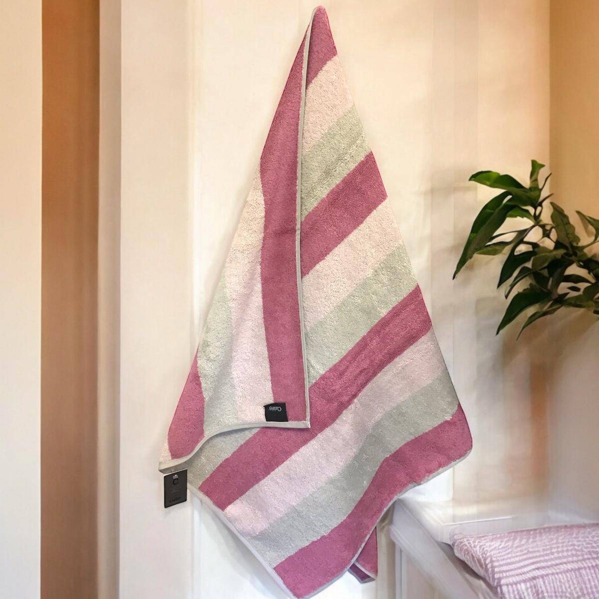 Cawö Frottiertuchserie Sense Blockstreifen 6205 blush Duschtuch 70 x 140 cm