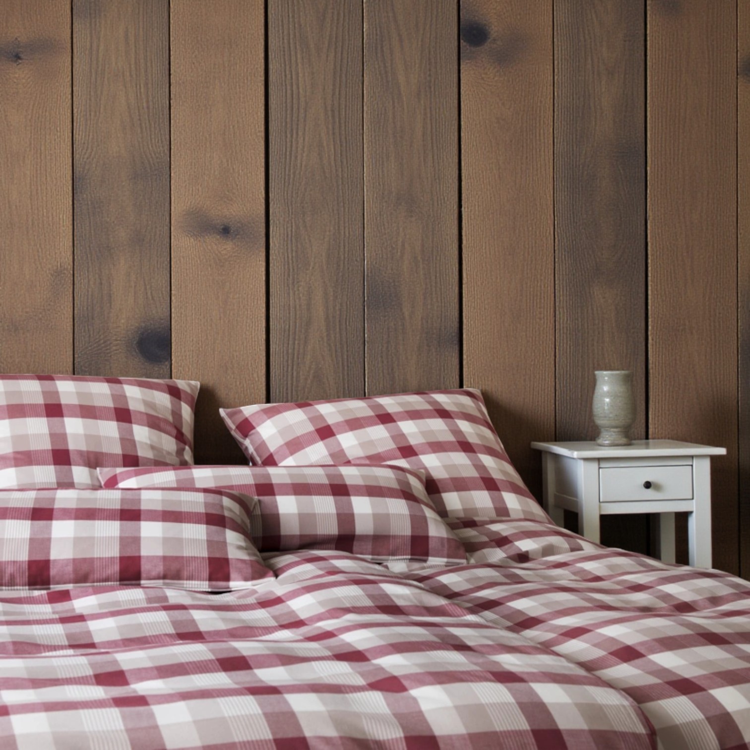 Elegante Flanell Bettwäsche Watson Weinrot 135 x 200 cm