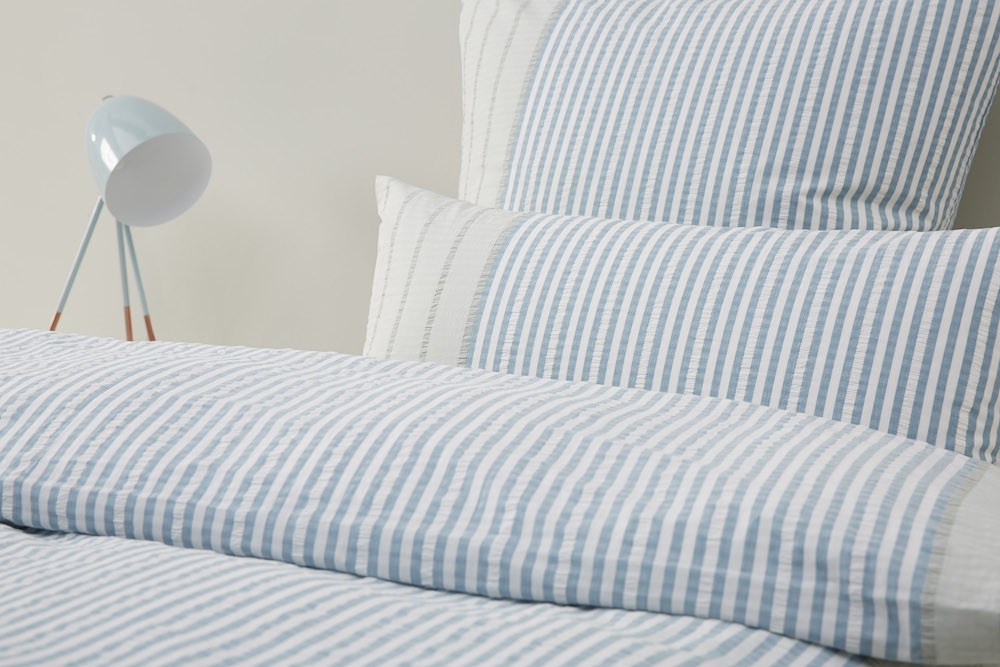 Elegante Seersucker Bettwäsche Venedig Mint 135 x 200 cm