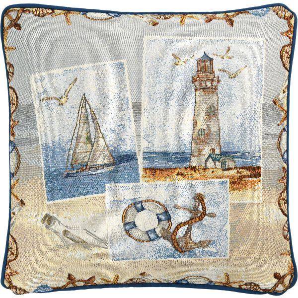Sander Kissen gefüllt Gobelin Postcards Original 40 x 40 cm