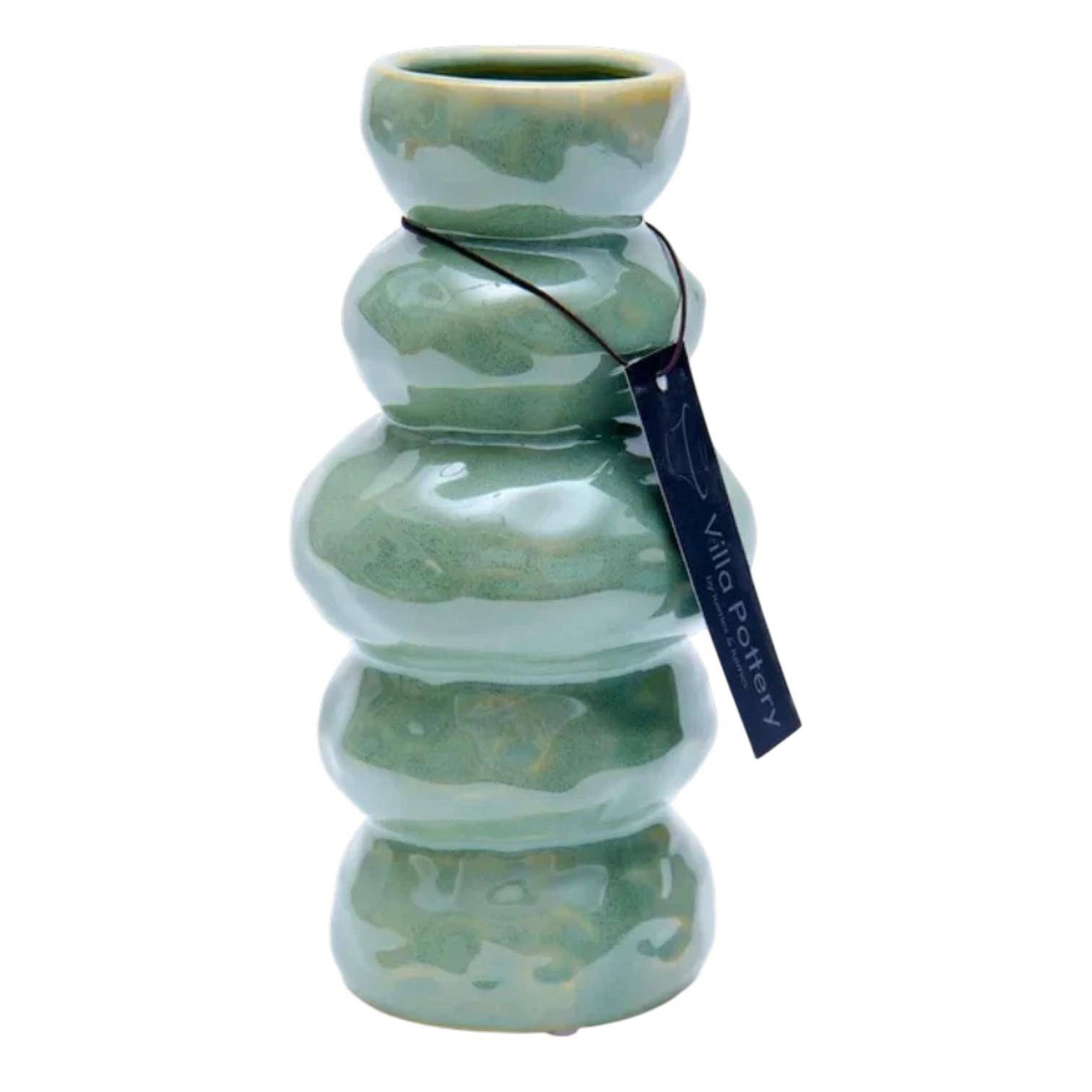 Luimes Vase in Grün mit glatter Oberfläche, organischem Design, ca. 20 cm   