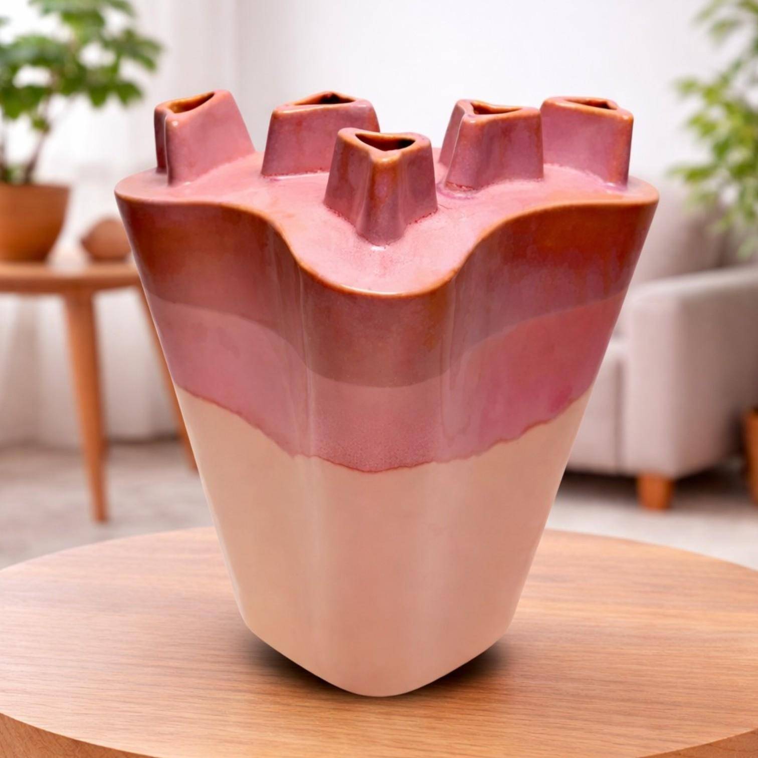 Luimes & Luimes Vase Chimney in Pink 29,5 x 20,5 x 33 cm Porzellan moderne Designvase hoch