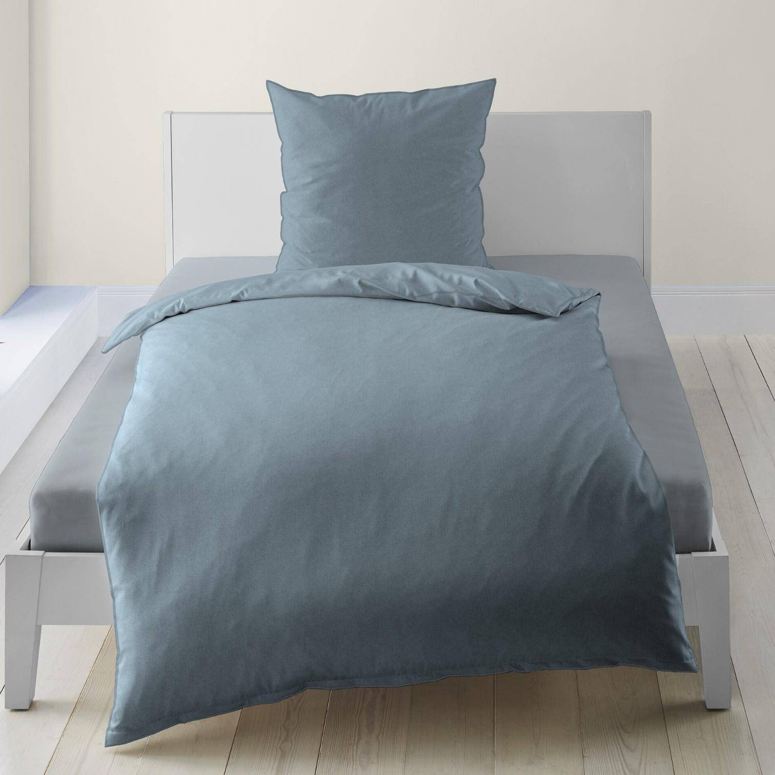 Renforcé Bettwäsche Jeans Blau von Bierbaum Wohnen aus Baumwolle – Bettwäsche Set mit Kissen- und Deckenbezug