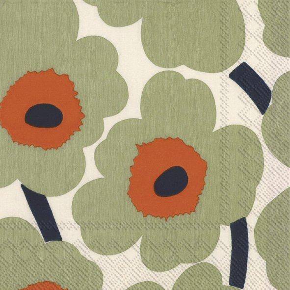 ihr Cocktail Servietten Marimekko Unikko Cream Orange 25 x 25 cm