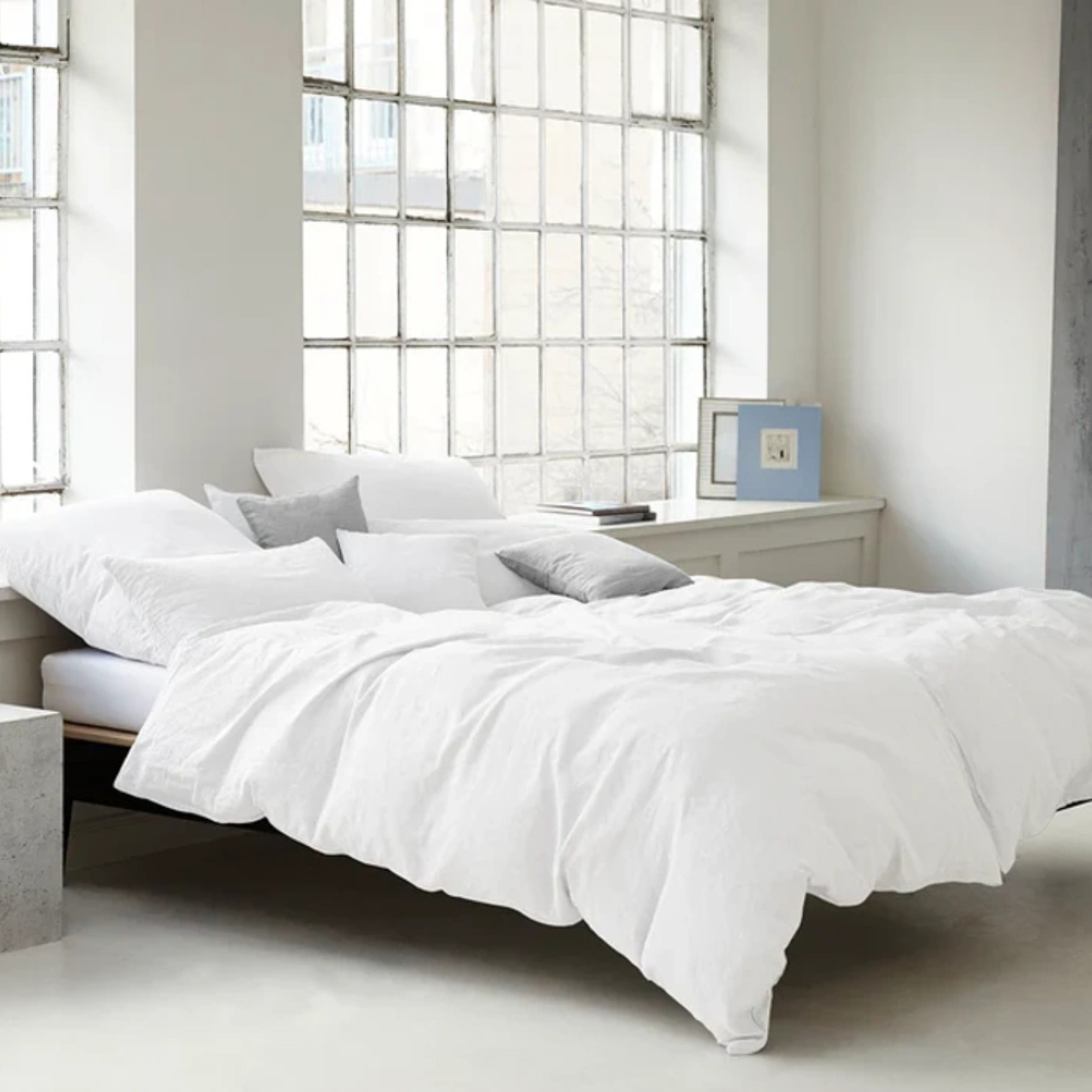 Elegante Halbleinen Bettwäsche Breezee White 135 x 200 cm