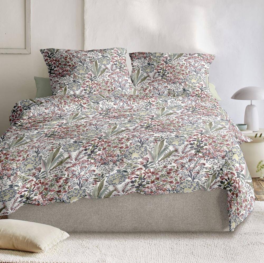 Irisette Bettwäsche Natural Bloom Rot/Weiß  155 x 220 cm