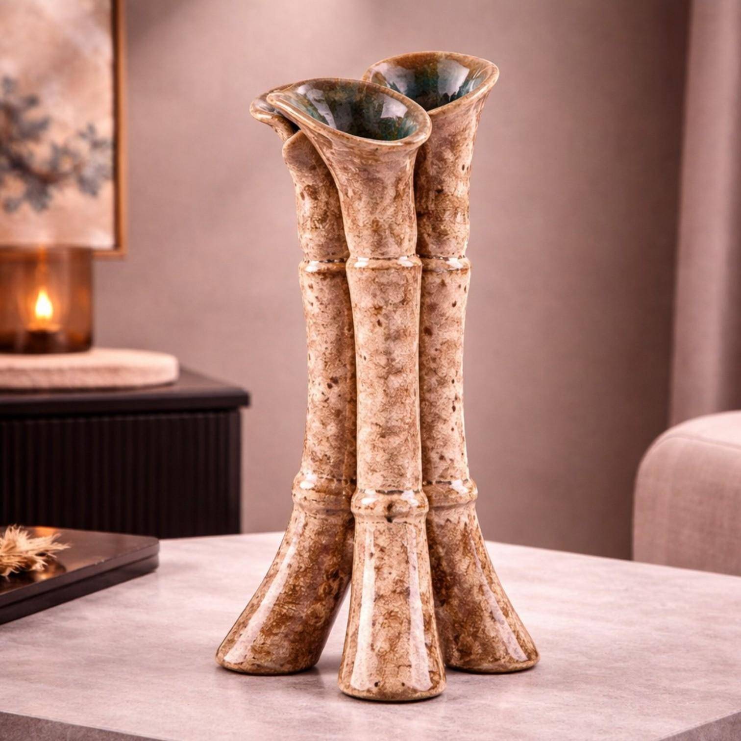 Luimes Vase in Pink mit strukturierter Oberfläche, modernes Design, ca. 33 cm