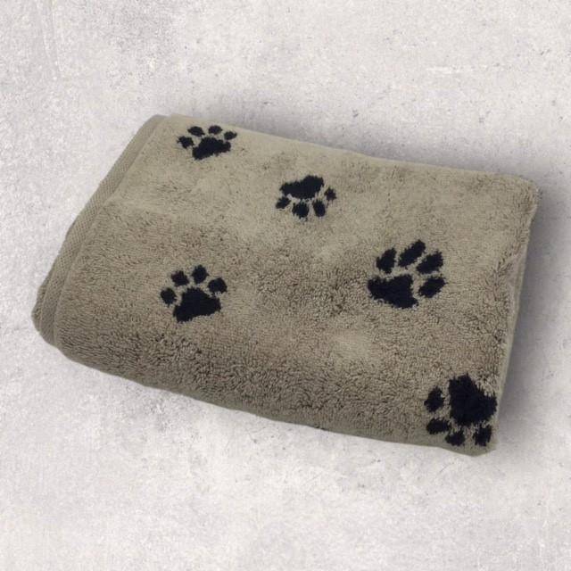 Cawö Frottiertuchserie We love Dogs Pfötchen Schwarz Handtuch 50 x 100 cm