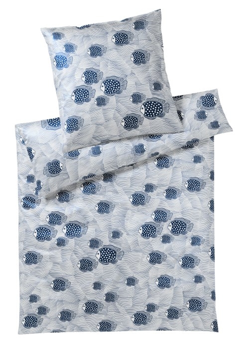 Elegante Baumwollsatin Bettwäsche Float Navy 155 x 220 cm