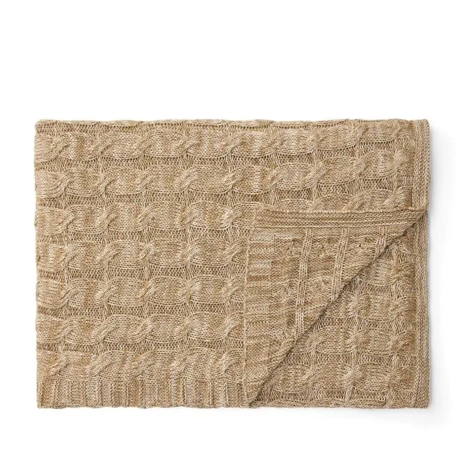 Marc O'Polo Strickplaid Ainaa in Oak Beige 150 x 200 cm