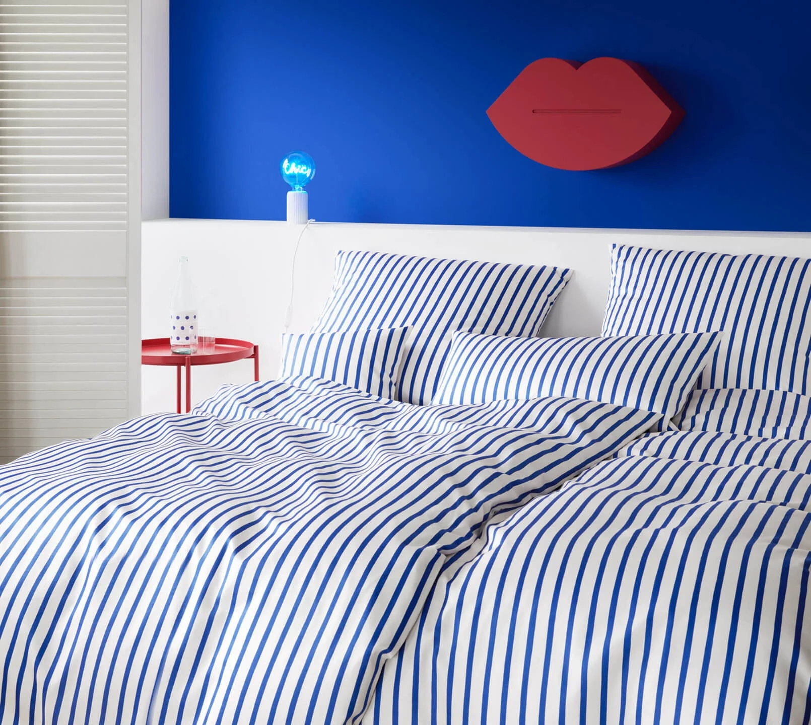 Elegante Comfort Satin Bettwäsche Double Blau 155 x 220 cm