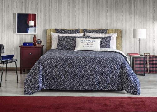 Tommy Hilfiger Kissenhülle zur Bettwäsche Folk Flowers Denim 40 x 80 cm