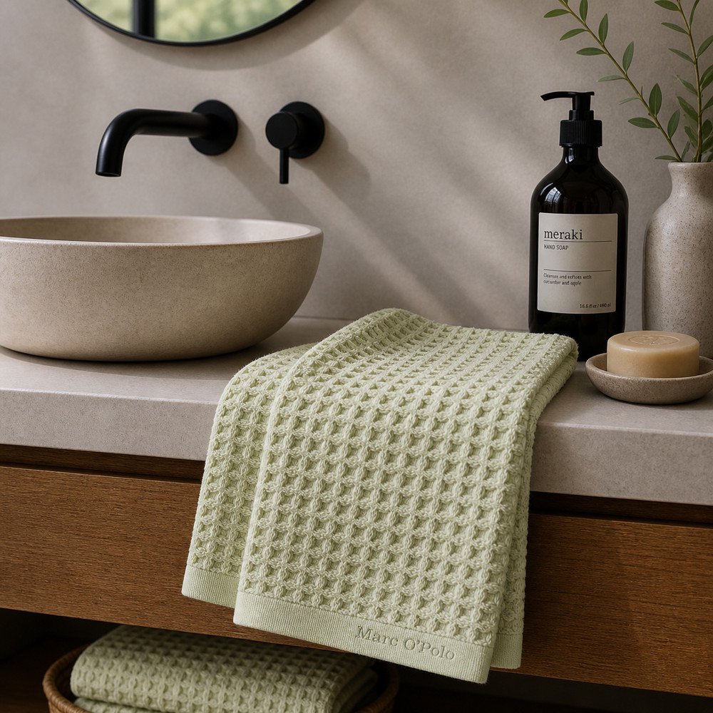 Marc O’Polo MOVA Handtuch Light Green – Grünes Strukturhandtuch im Spa-Look