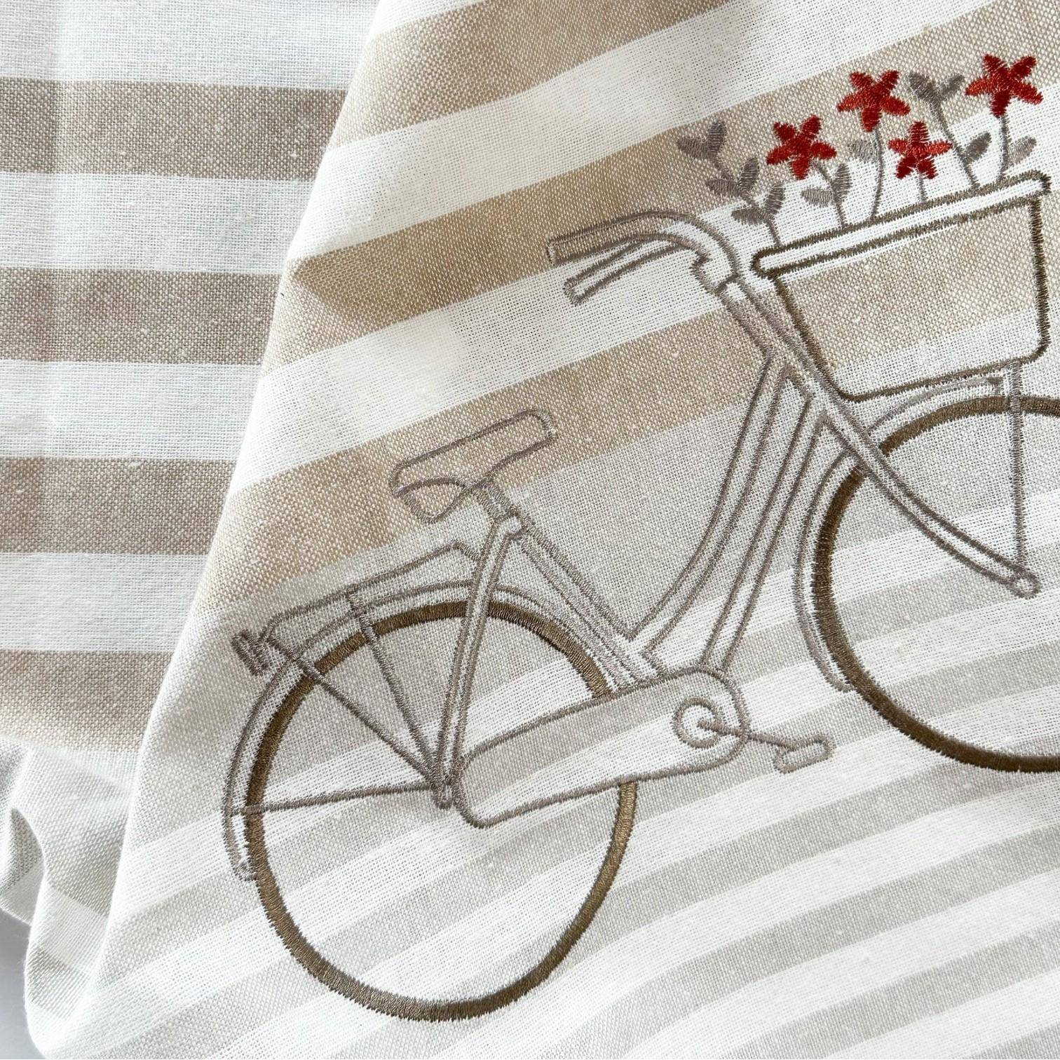 Landlust Geschirrtuch Blumenfahrrad - bestickt