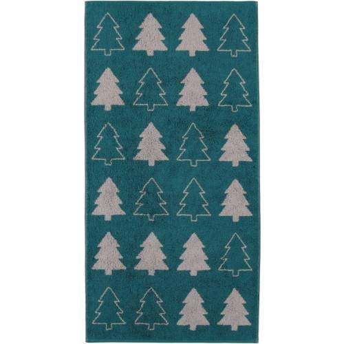 Cawö Frottiertuchserie Christmas Edition 958 Tannenbäume Smaragd Seiftuch 30 x 30 cm (3er Set)