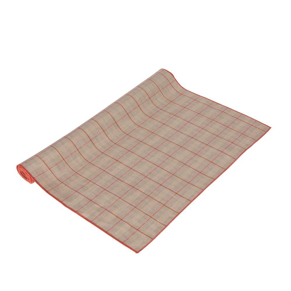 Vaitkute Leinen Tischläufer "Ula" Karo Coral umkettelt 47 x 145 cm