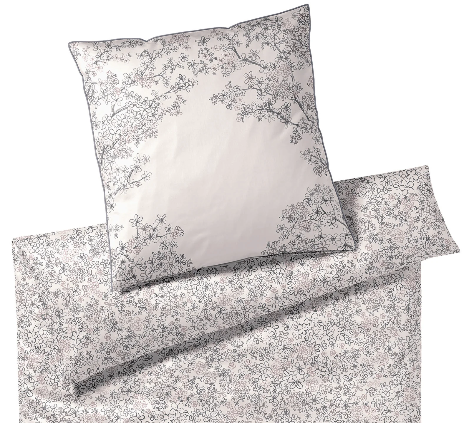 Elegante Comfort Satin Bettwäsche Belle Greige 135 x 200 cm