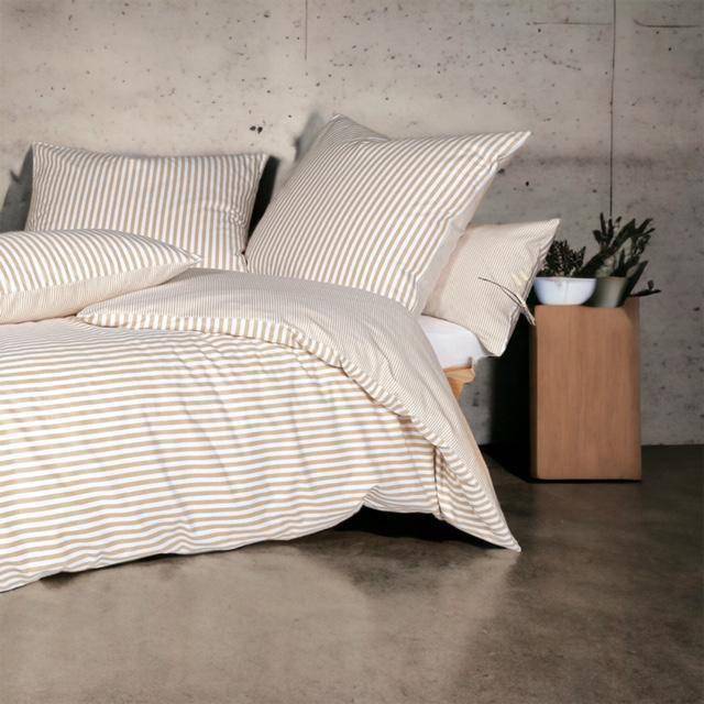 Janine Edel Flanell Bettwäsche Classic Stripe in Sand 135 x 200 cm