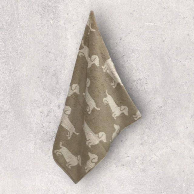 Cawö Frottiertuchserie We love Dogs Dackel Natur Handtuch 50 x 100 cm