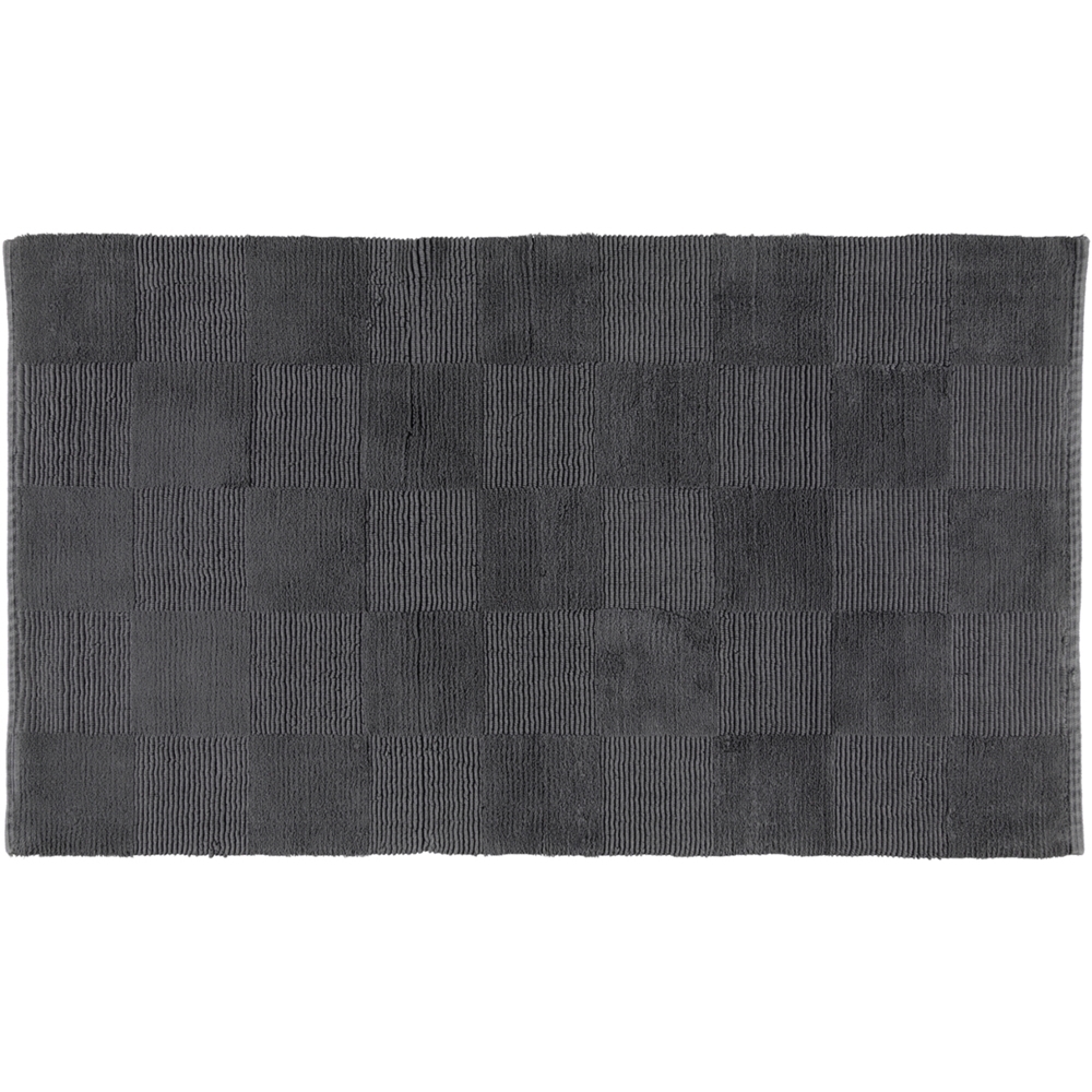 Cawö Home Handgewebter Badteppich Karo 1005 Anthrazit 60 x 100 cm