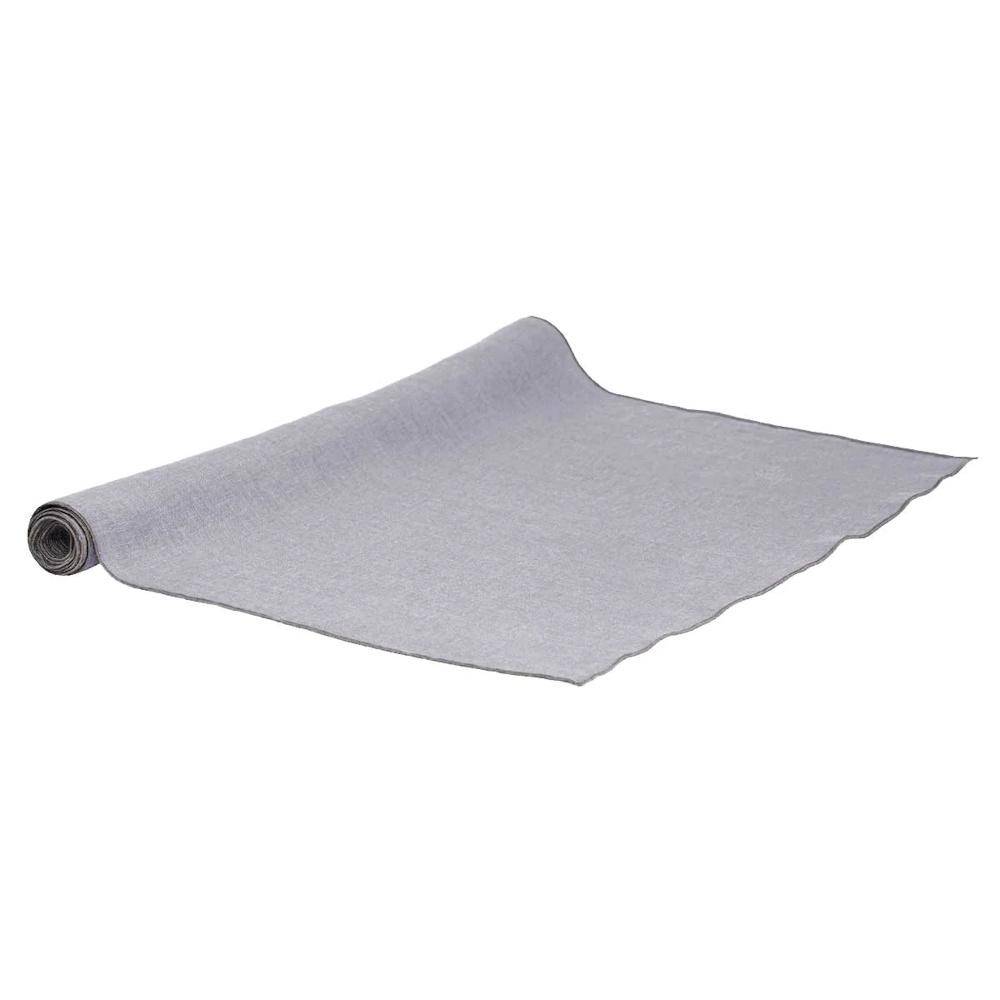 Vaitkute Leinen Tischläufer "Vilnia" Grau - Natur umkettelt 47 x 147 cm