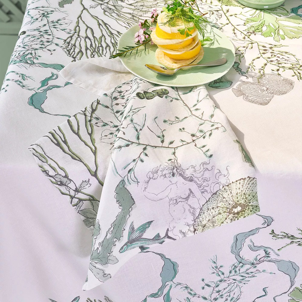 Garnier Thiebaut Tischdecke Balade Marine Verde 155 x 255 cm