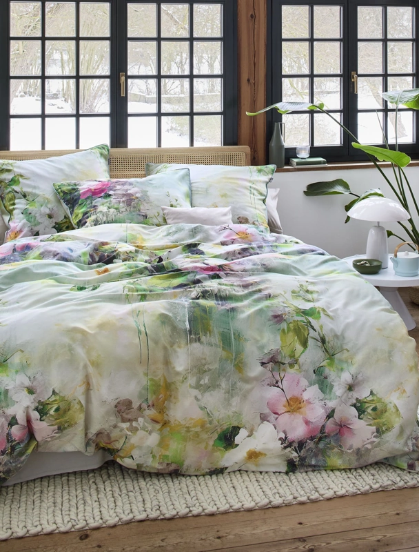 Irisette Mako-Satin Bettwäsche Florentina Grün 155 x 220 cm 
