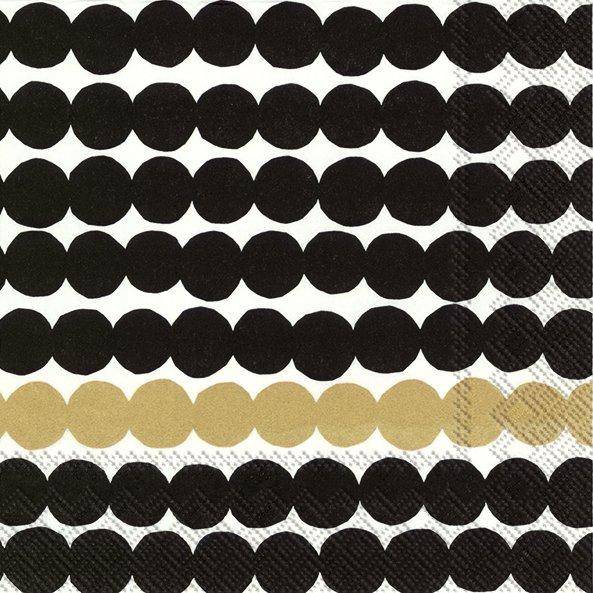 ihr Lunch Servietten Marimekko Räsymatto Black Gold 33 x 33 cm