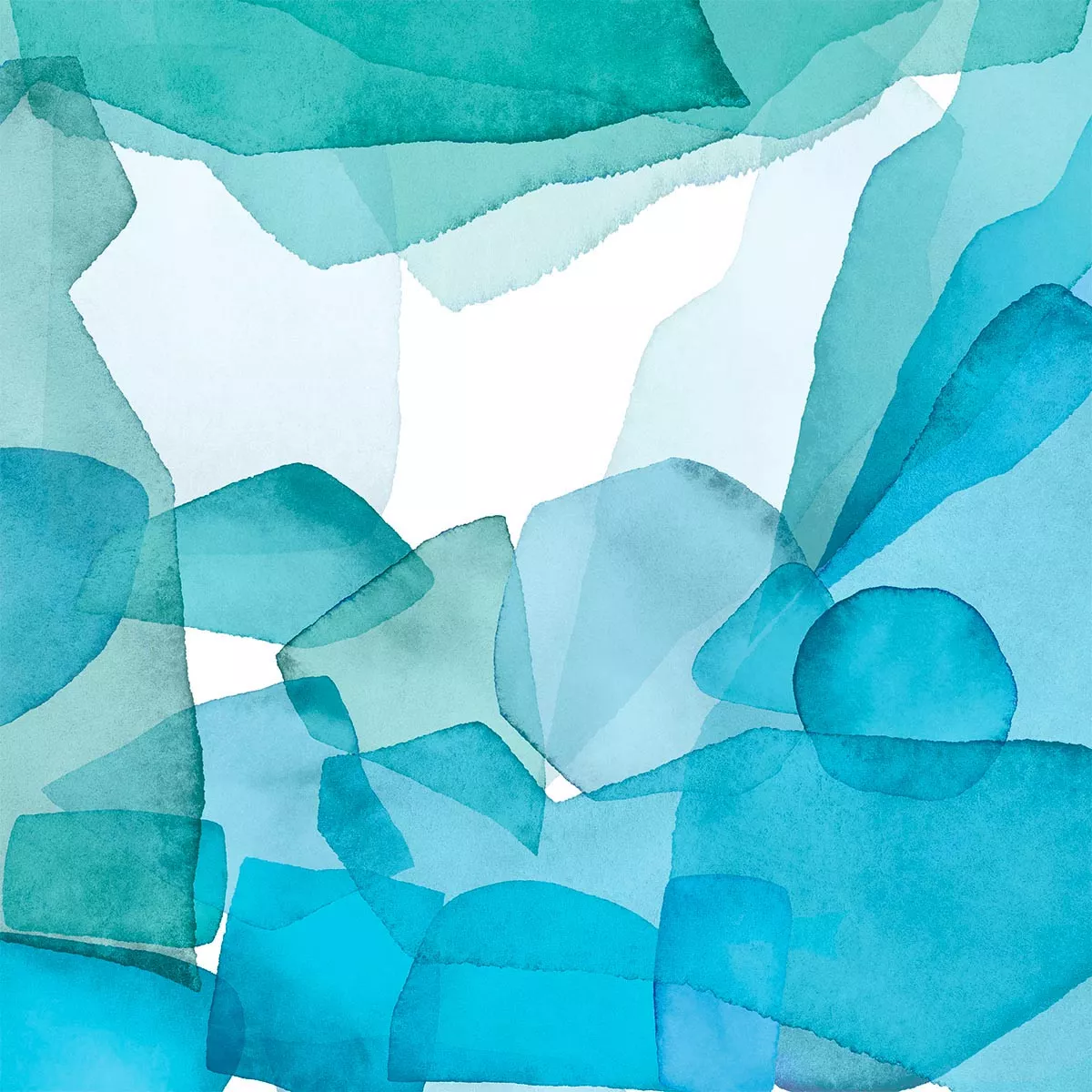 Detail der Garnier Thiebaut Tischdecke Aqua Mineral mit abstraktem Aquarellmuster in Türkis, Aqua und Blau