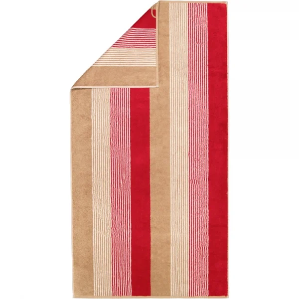 Cawö Frottiertuchserie Coast Repeat 6214 Rot-Natur Duschtuch 70 x 140 cm