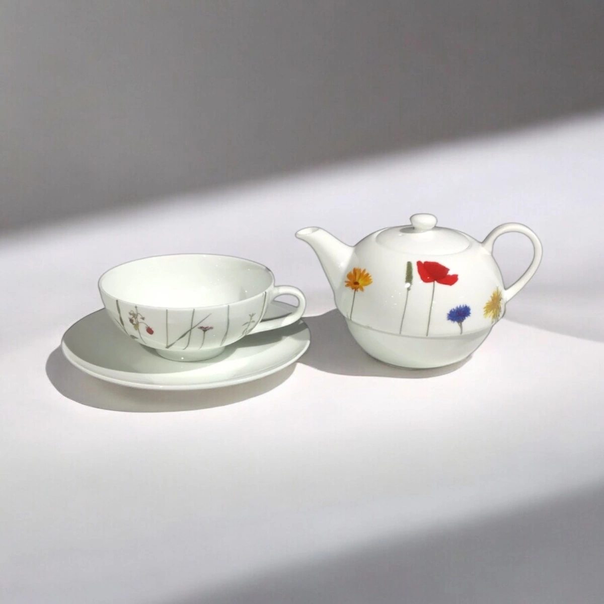 Cup & Mug Fine Bone China Tee for One Set Naturwiese/Blumen