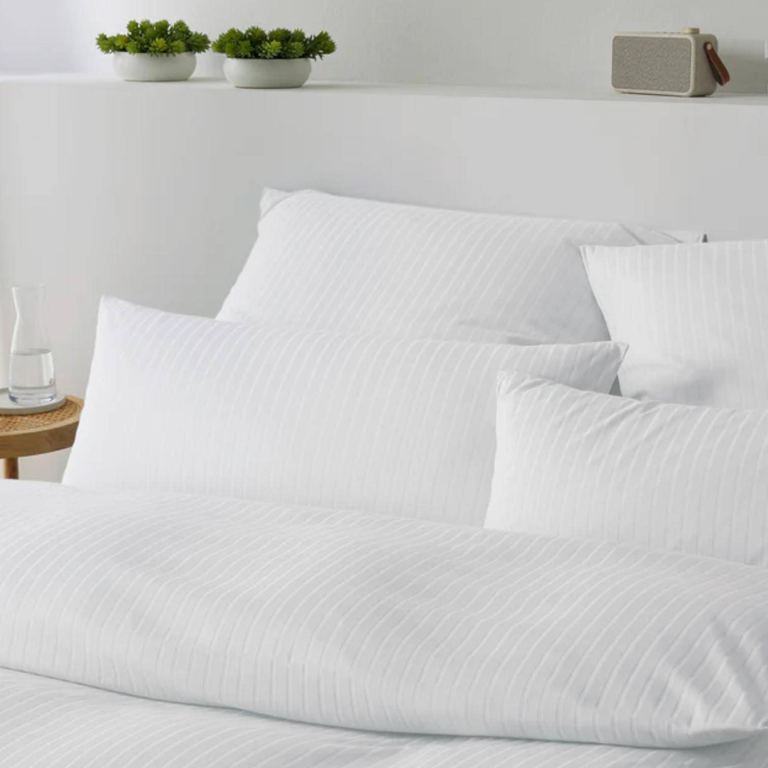Elegante Jersey Bettwäsche Solid Stripe Weiß 135 x 200 cm