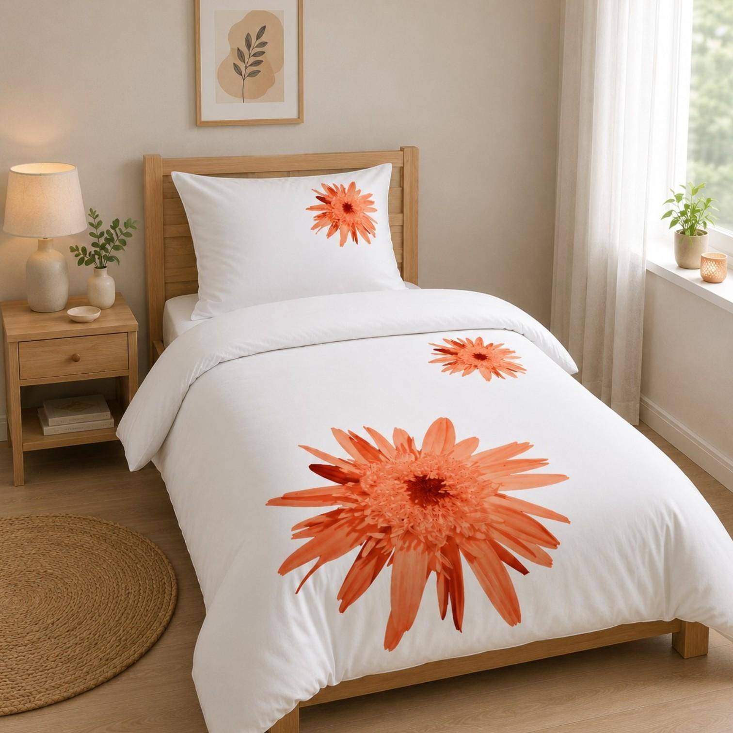 Yes Mako Satin Bettwäsche Marie Orange 155 x 220 cm